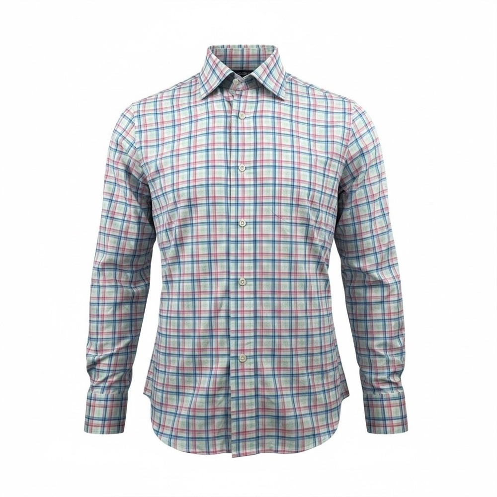 Peter Millar‎ Button Front Shirt Mens M Multi-Color Plaid MS20W14CSL Long Sleeve